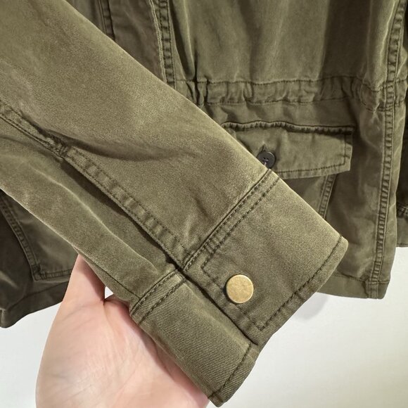 Vintage Y2K Lucky Brand Jacket Coat Womens L Military Army Green Utility Lyocell - Picture 6 of 10
